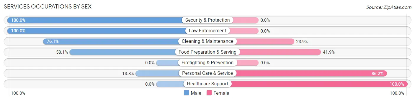 Services Occupations by Sex in Zip Code 57059