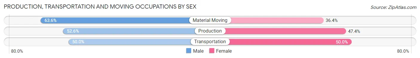 Production, Transportation and Moving Occupations by Sex in Zip Code 57063