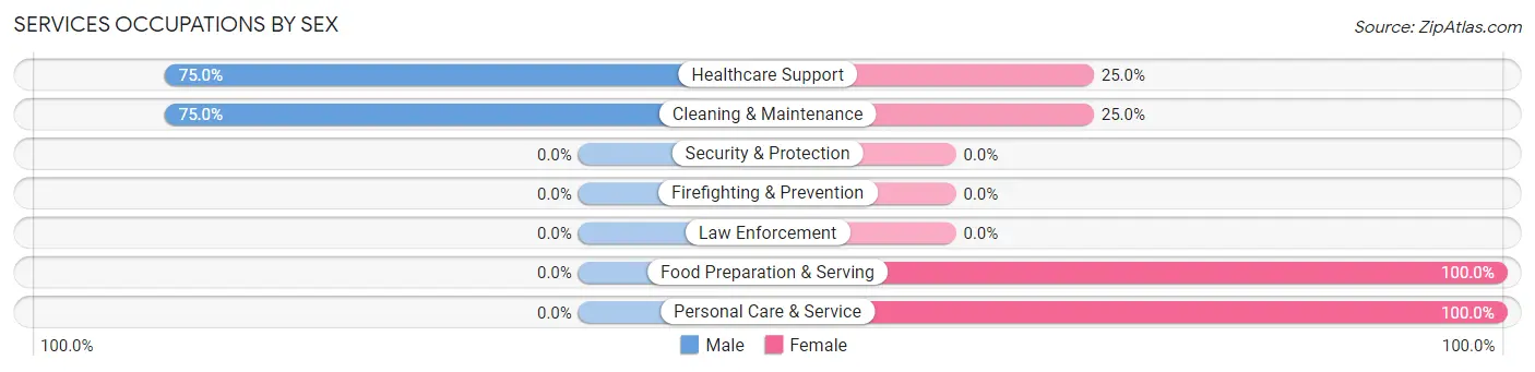Services Occupations by Sex in Zip Code 57073