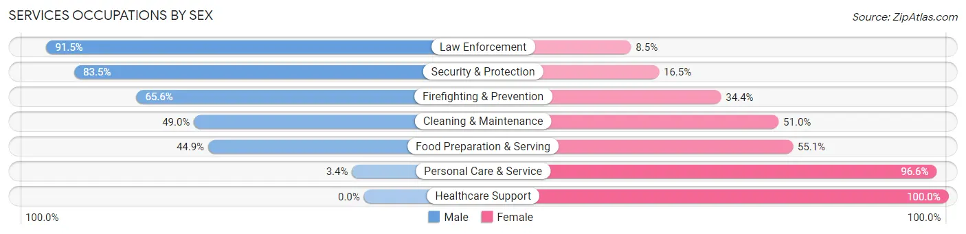 Services Occupations by Sex in Zip Code 57201