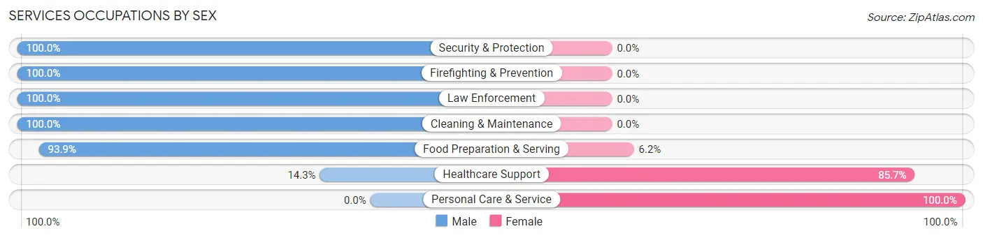 Services Occupations by Sex in Zip Code 57216