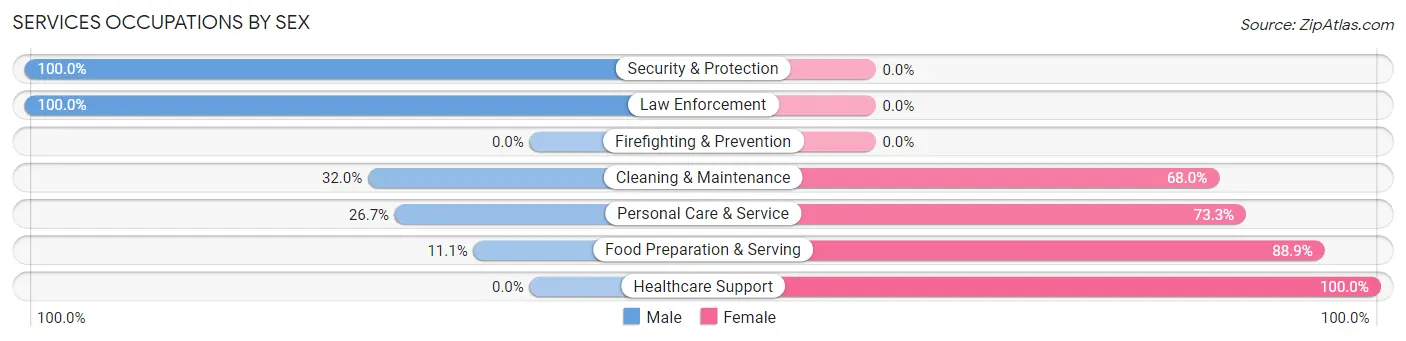 Services Occupations by Sex in Zip Code 57223