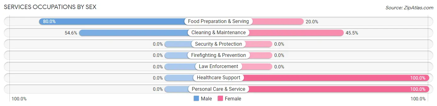 Services Occupations by Sex in Zip Code 57263