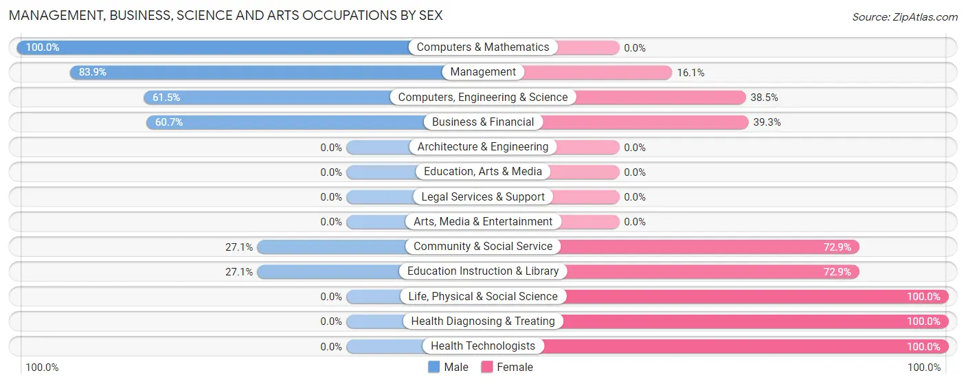 Management, Business, Science and Arts Occupations by Sex in Zip Code 57382