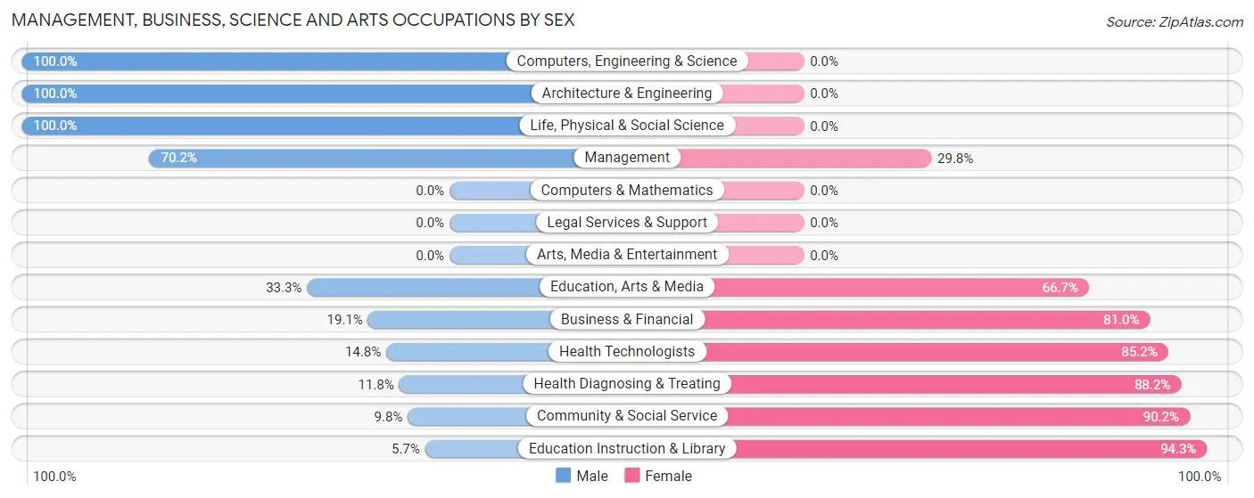 Management, Business, Science and Arts Occupations by Sex in Zip Code 57384