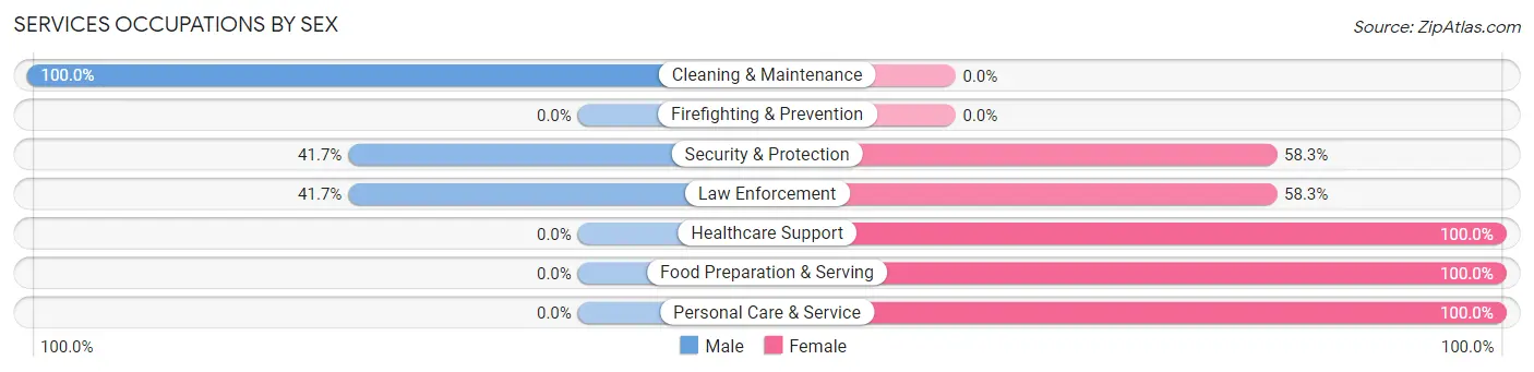 Services Occupations by Sex in Zip Code 57438