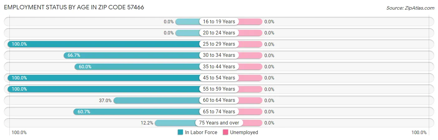 Employment Status by Age in Zip Code 57466