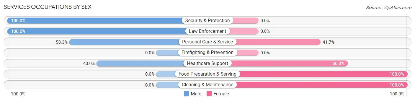 Services Occupations by Sex in Zip Code 57528