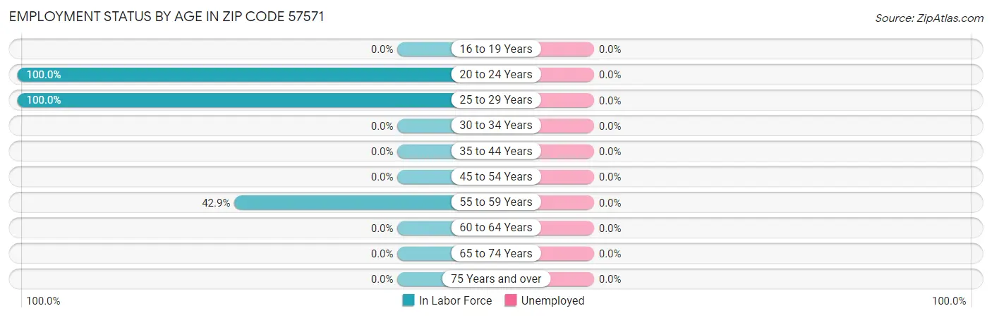 Employment Status by Age in Zip Code 57571