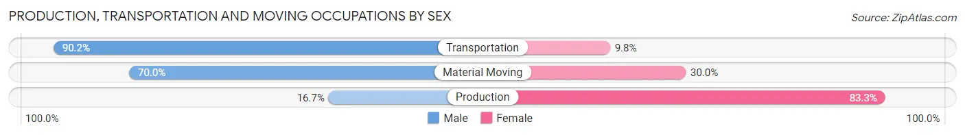 Production, Transportation and Moving Occupations by Sex in Zip Code 57638