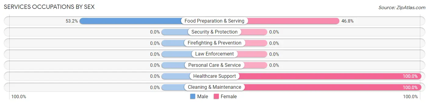 Services Occupations by Sex in Zip Code 57714