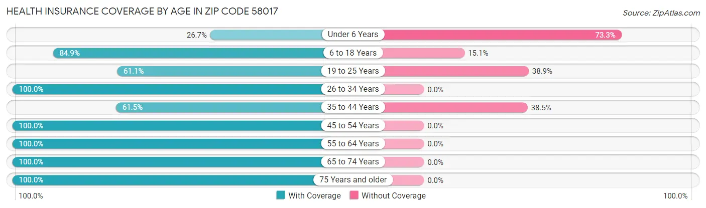Health Insurance Coverage by Age in Zip Code 58017