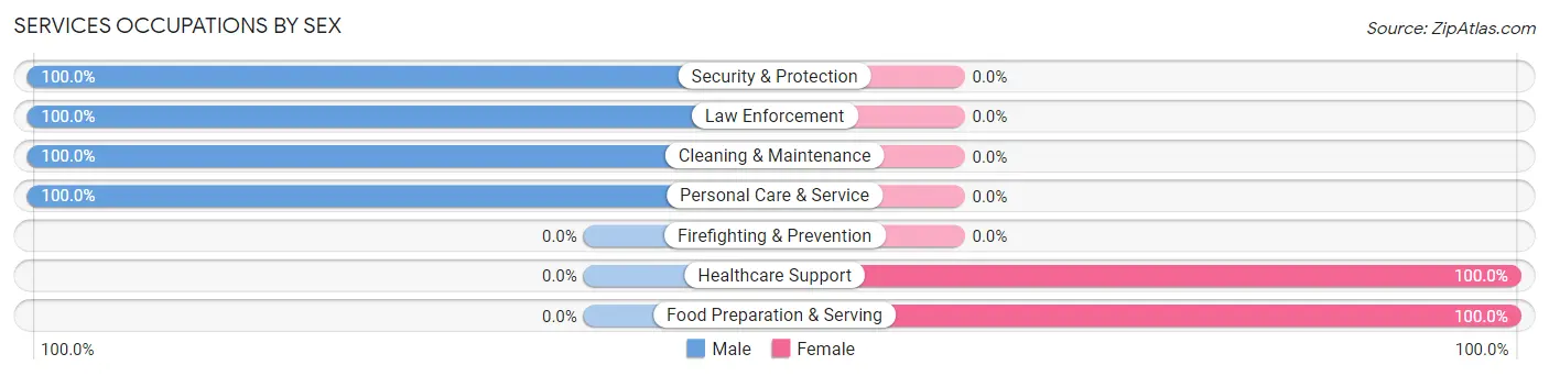 Services Occupations by Sex in Zip Code 58021