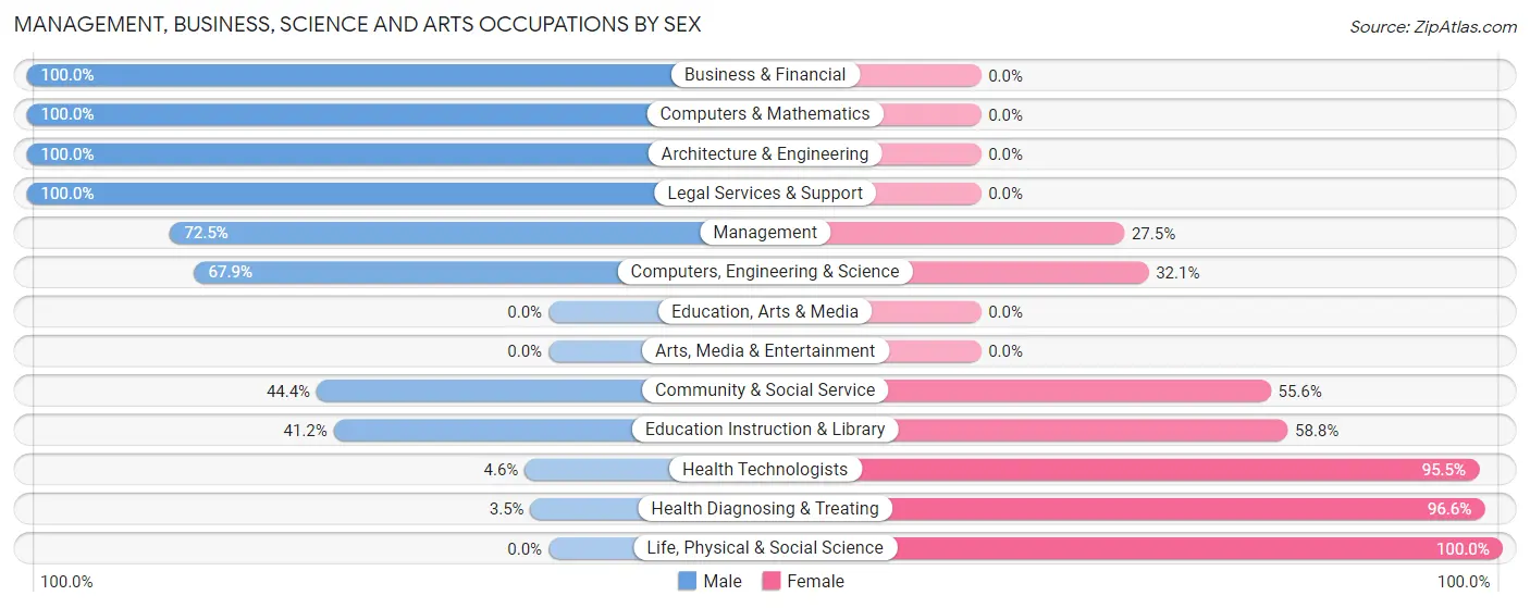 Management, Business, Science and Arts Occupations by Sex in Zip Code 58027