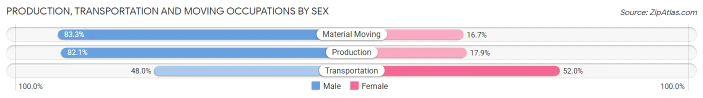 Production, Transportation and Moving Occupations by Sex in Zip Code 58027