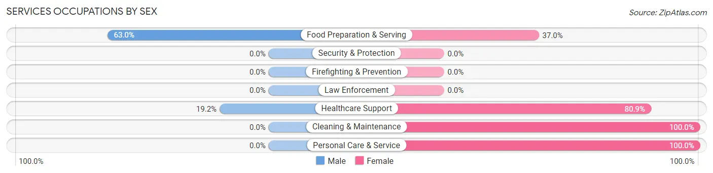Services Occupations by Sex in Zip Code 58027