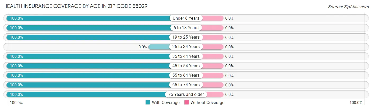 Health Insurance Coverage by Age in Zip Code 58029