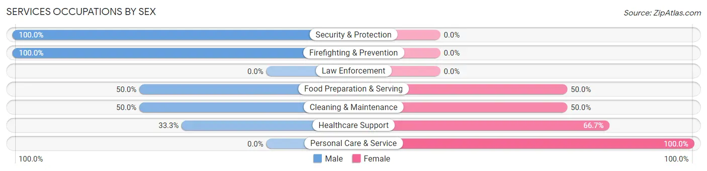 Services Occupations by Sex in Zip Code 58030