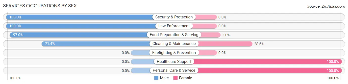 Services Occupations by Sex in Zip Code 58036