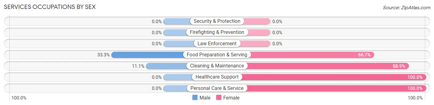 Services Occupations by Sex in Zip Code 58038