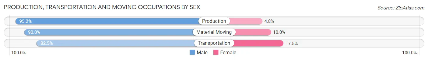 Production, Transportation and Moving Occupations by Sex in Zip Code 58047