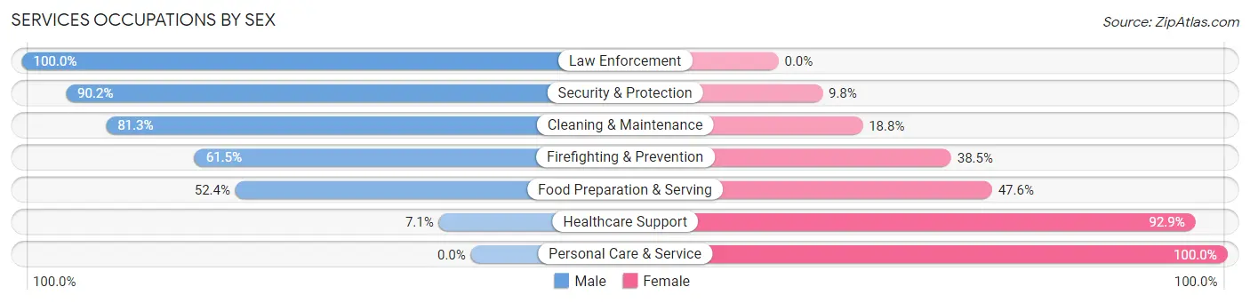 Services Occupations by Sex in Zip Code 58047
