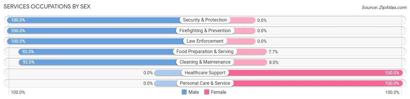 Services Occupations by Sex in Zip Code 58059