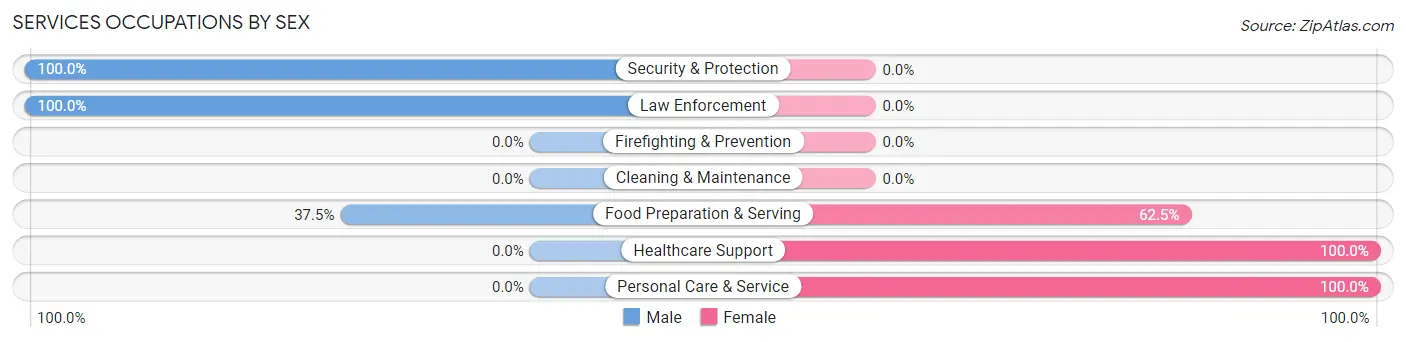 Services Occupations by Sex in Zip Code 58064