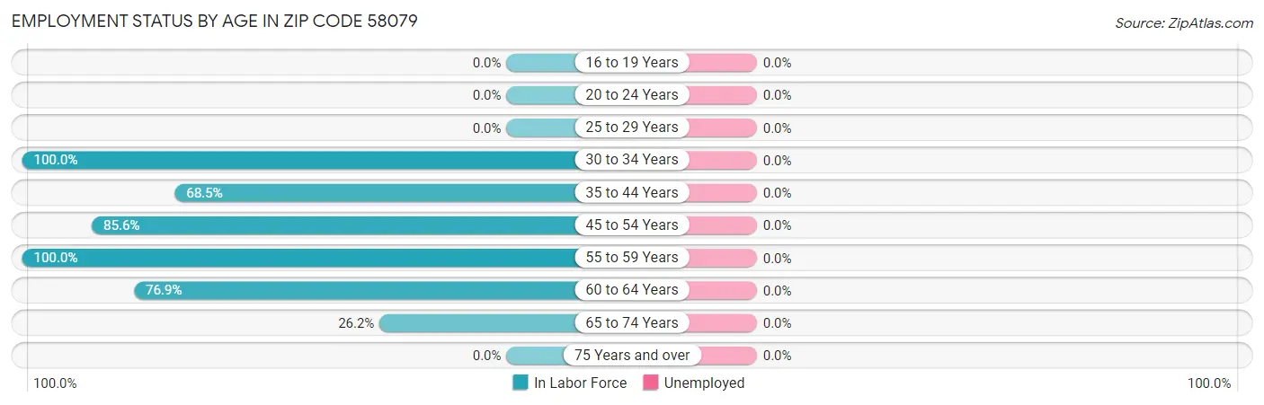 Employment Status by Age in Zip Code 58079