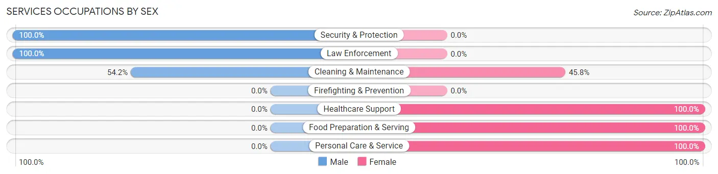 Services Occupations by Sex in Zip Code 58081