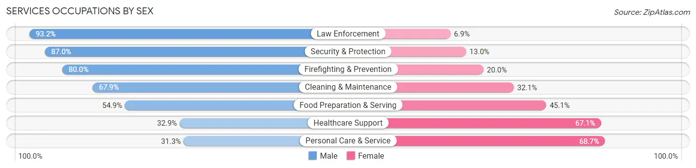 Services Occupations by Sex in Zip Code 58203
