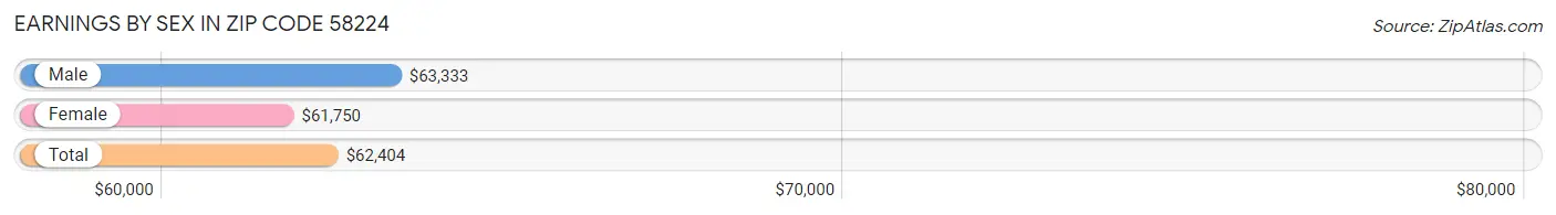 Earnings by Sex in Zip Code 58224