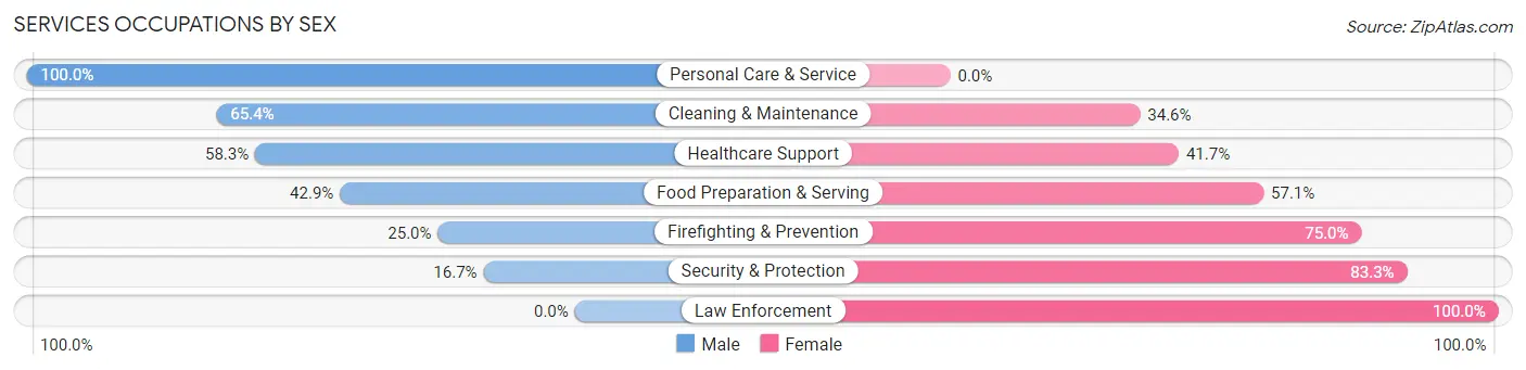 Services Occupations by Sex in Zip Code 58228