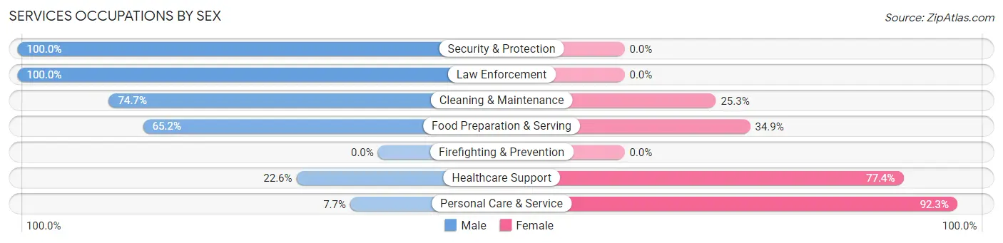 Services Occupations by Sex in Zip Code 58237