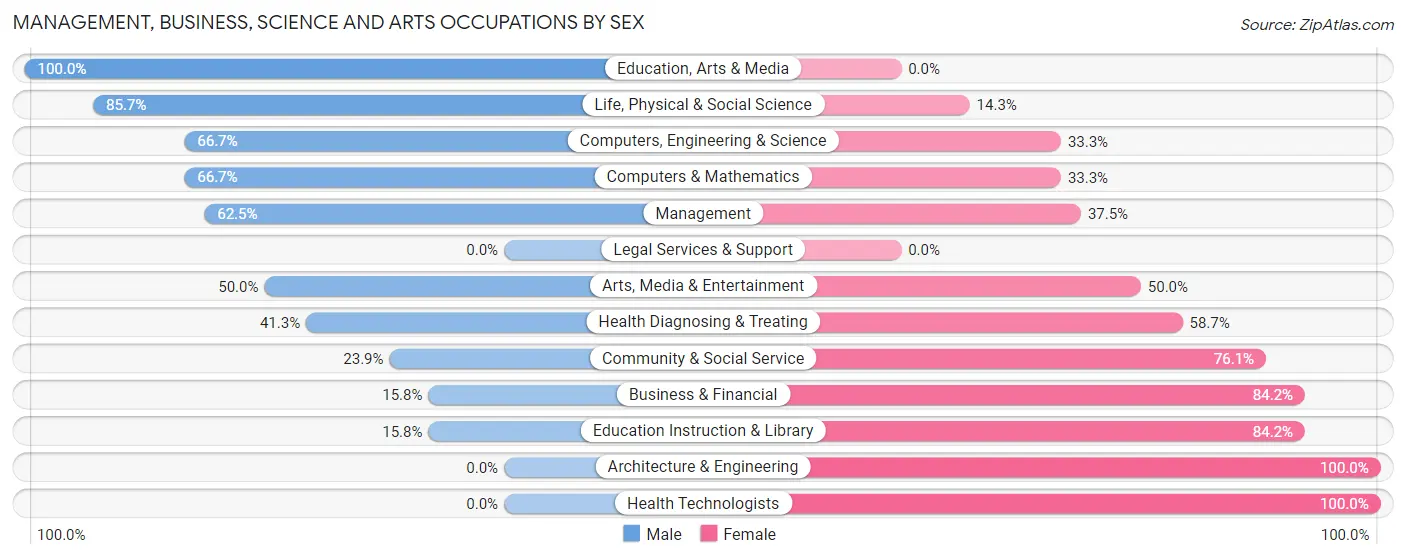 Management, Business, Science and Arts Occupations by Sex in Zip Code 58240