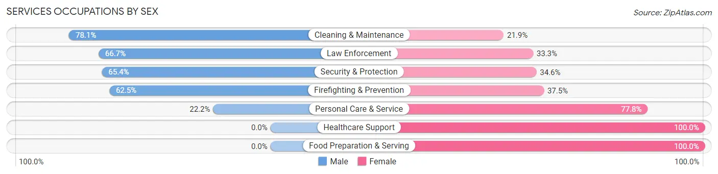 Services Occupations by Sex in Zip Code 58249