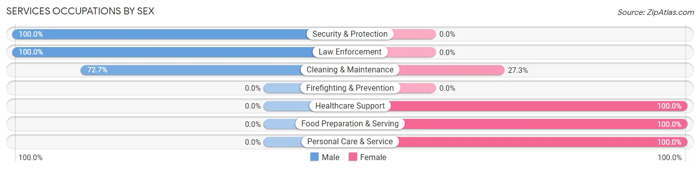 Services Occupations by Sex in Zip Code 58259