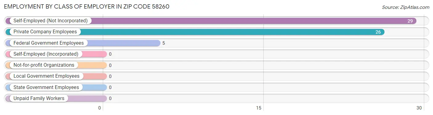 Employment by Class of Employer in Zip Code 58260