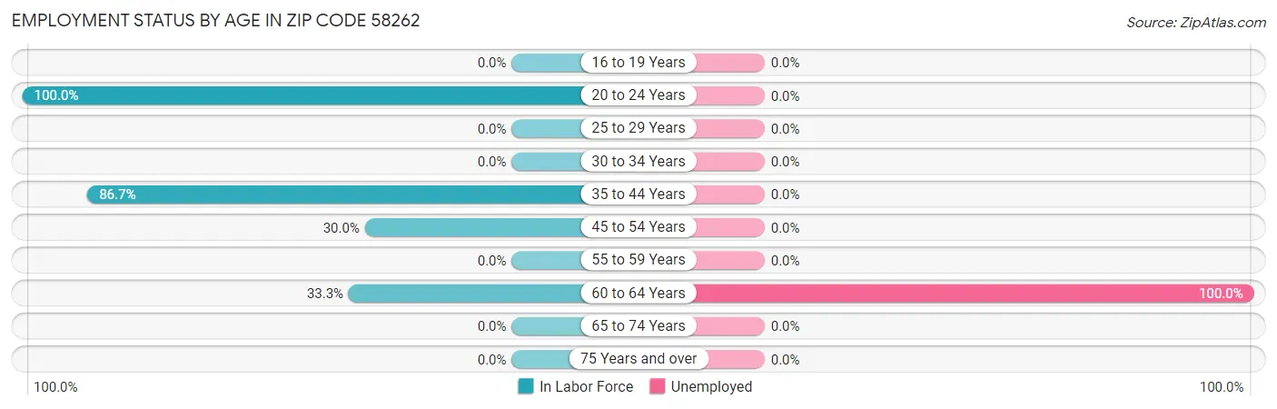 Employment Status by Age in Zip Code 58262