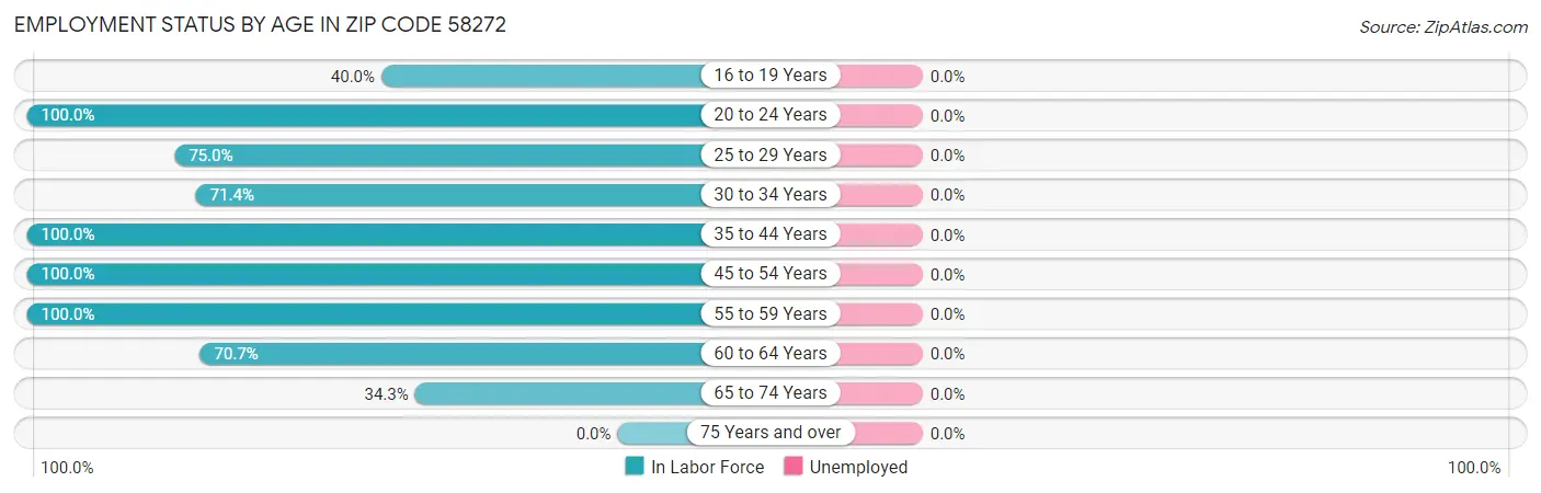 Employment Status by Age in Zip Code 58272