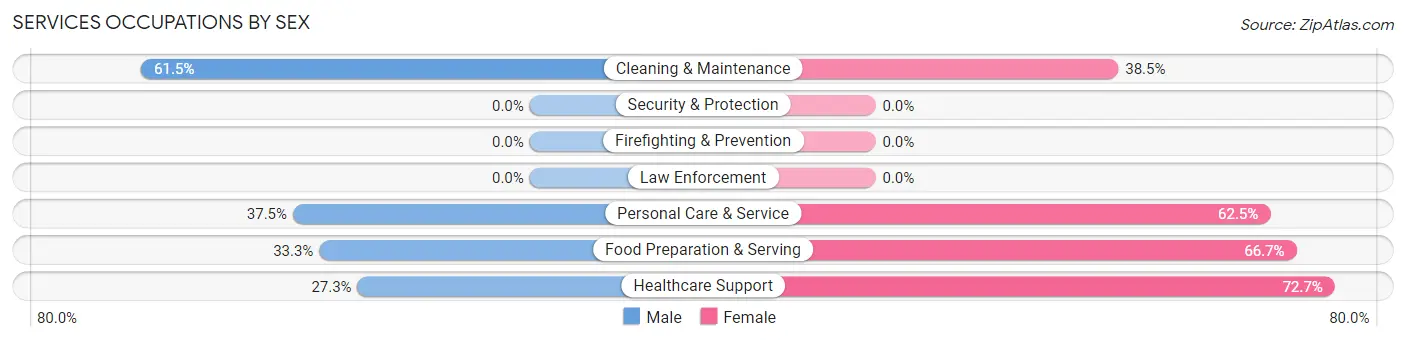 Services Occupations by Sex in Zip Code 58275