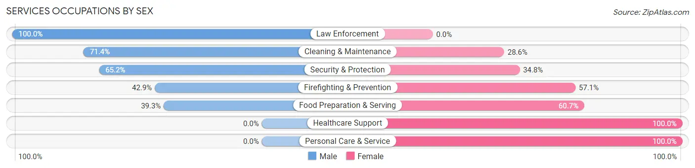 Services Occupations by Sex in Zip Code 58278