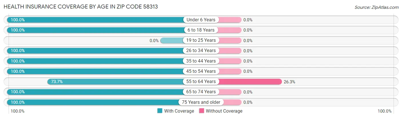 Health Insurance Coverage by Age in Zip Code 58313