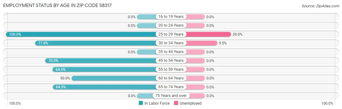 Employment Status by Age in Zip Code 58317