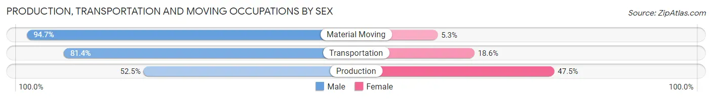 Production, Transportation and Moving Occupations by Sex in Zip Code 58341
