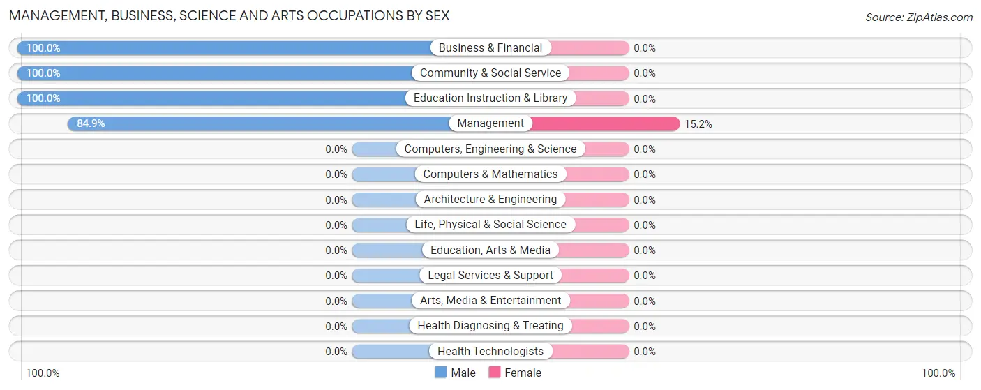 Management, Business, Science and Arts Occupations by Sex in Zip Code 58363