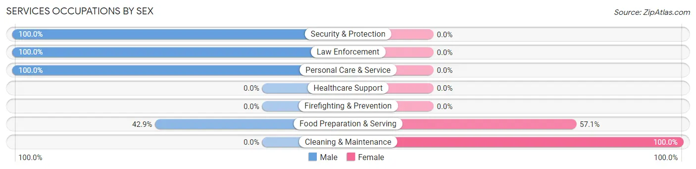 Services Occupations by Sex in Zip Code 58374