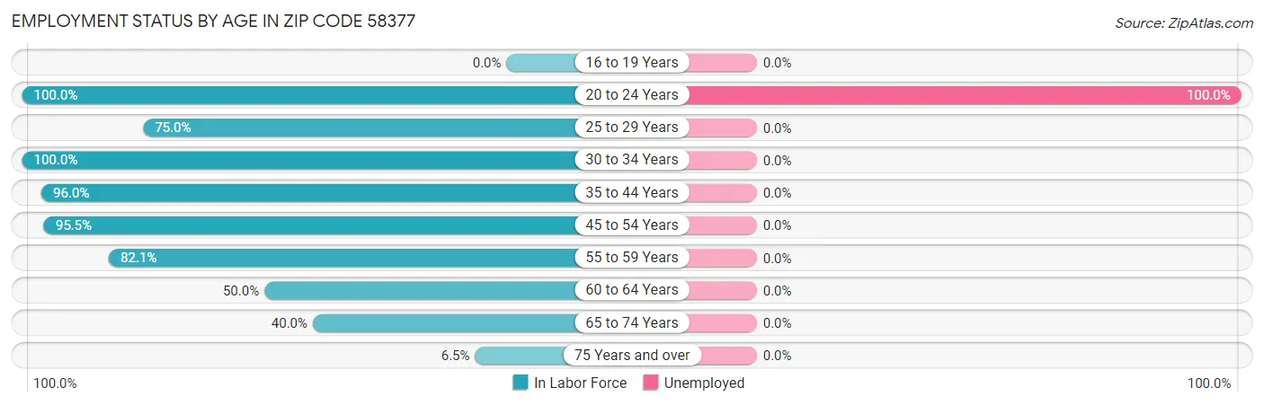 Employment Status by Age in Zip Code 58377