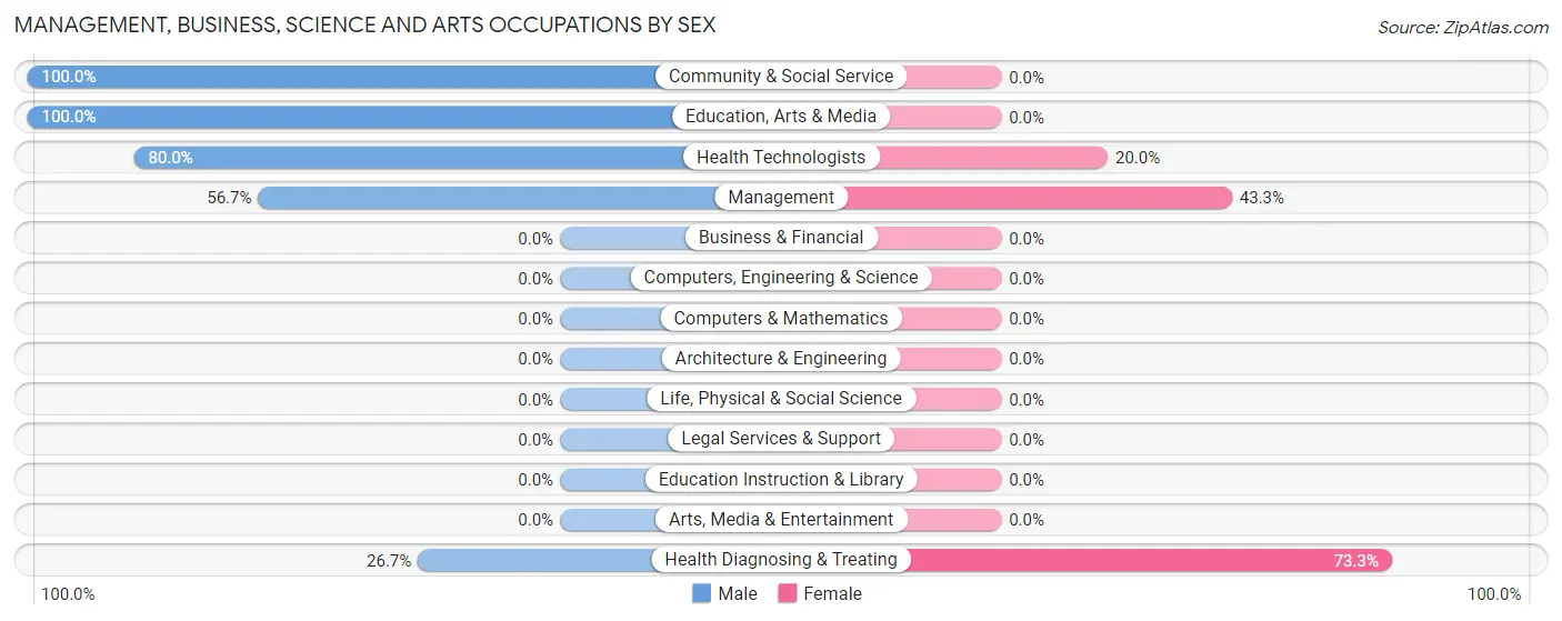 Management, Business, Science and Arts Occupations by Sex in Zip Code 58384
