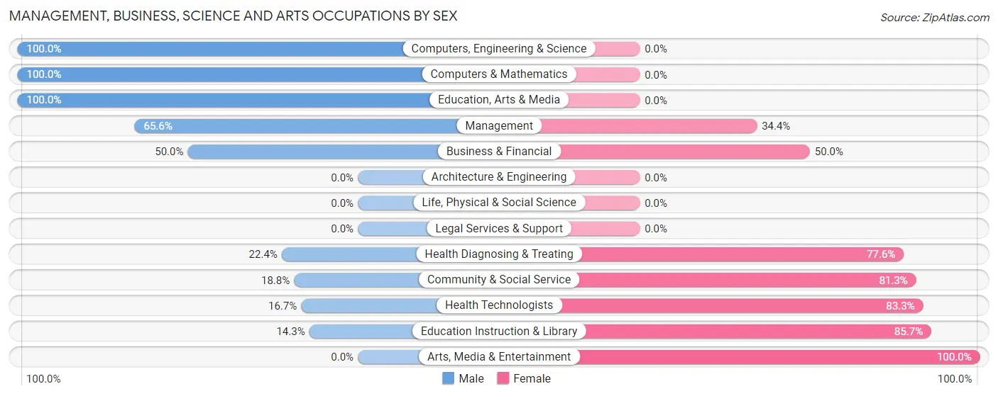 Management, Business, Science and Arts Occupations by Sex in Zip Code 58413